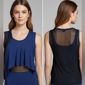 Alexander McQueen Blue and Black Layered Mesh Tank Top
